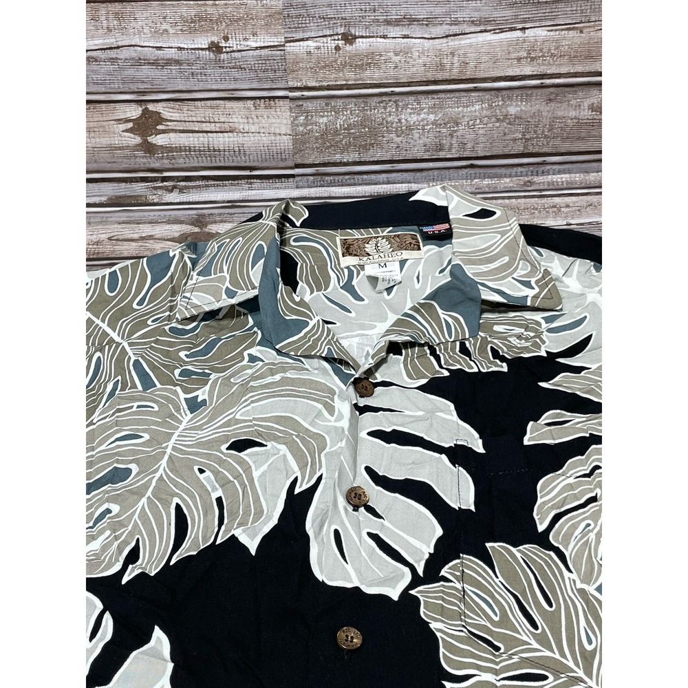 Kalaheo Hawaiian Shirt Made in USA Palm Tree Black Medium